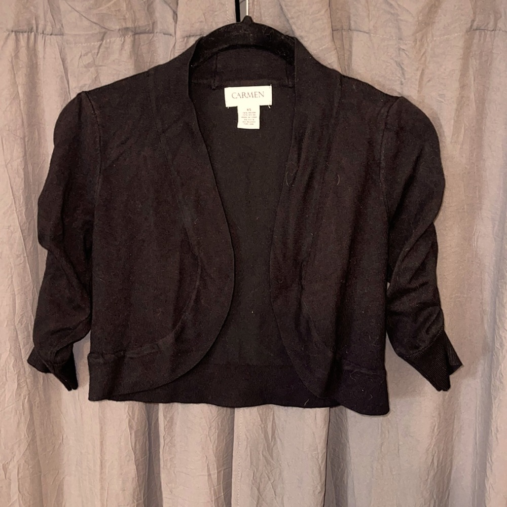 Carmen black cropped bolero sweater XS